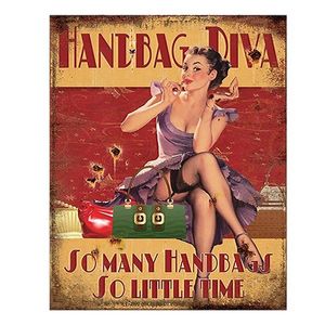 Červená nástěnná cedule Handbag Diva - 20*1*25 cm 6Y5102 obraz