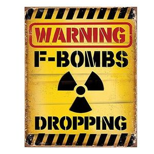 Žlutá nástěnná cedule Warning Bombs Dropping - 20*1*25 cm 6Y5114 obraz