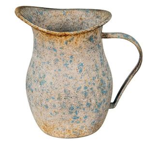 Šedo-modrý kovový dekorační džbán s rezem Savi - 20*14*19 cm 6Y5000 obraz