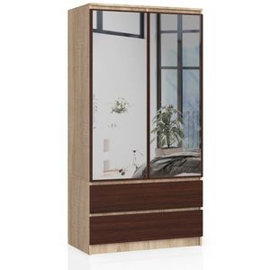 Ak furniture Šatní skříň Star se zrcadlem 90 cm dub sonoma/wenge obraz