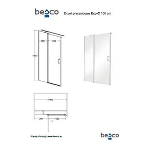 HOPA Bezrámové sprchové dveře EXO-C BARVA rámu Chrom/Leštěný hliník (ALU), Pevná stěna 80 cm, Rozměr A 100 cm, Rozměr C 190 cm, Směr zavírání Univerzální Levé / Pravé, Výplň Čiré bezpečnostní sklo 6 mm BCEXOC100CC+BCEXOCH80CC obraz
