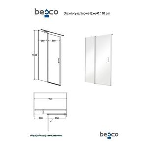 HOPA Bezrámové sprchové dveře EXO-C BARVA rámu Chrom/Leštěný hliník (ALU), Pevná stěna 80 cm, Rozměr A 110 cm, Rozměr C 190 cm, Směr zavírání Univerzální Levé / Pravé, Výplň Čiré bezpečnostní sklo 6 mm BCEXOC110CC+BCEXOCH80CC obraz
