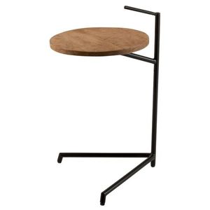 Černý kovový odkládací stolek s dřevěnou deskou Mango - Ø 35*42*65 cm 1524 obraz