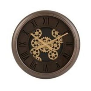 Nástěnné hodiny s kovovým rámem a zlatými ozubenými kolečky Jessamond - Ø 52*7 cm 2916 obraz