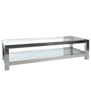 Stříbrný kovový konferenční stolek se skleněnou deskou Luxx - 160*60*40cm 35516 obraz