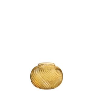 Žlutá skleněná kulatá váza Stripes L - Ø 20*17 cm 3665 obraz