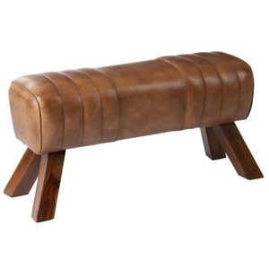 Hnědá kožená lavice v podobě gymnastické Cognac - 91*36*48 cm 65008 obraz