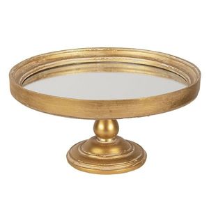 Zlatý vintage dekorativní podnos se zrcadlem - Ø 27*13 cm 6PR3235 obraz