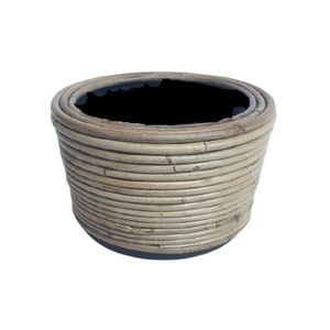 Kulatý ratanový květináč Drypot Stripe antik šedá - Ø24*14 cm 301810 obraz