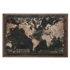 Tmavá retro mapa světa s patinou v dřevěném rámu- 175*5*116 cm 77431 obraz