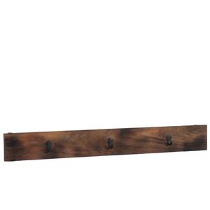 Hnědý nástěnný dřevěný věšák se 3 kovovými háčky - 100, 5*5, 5*12 cm 79082 obraz