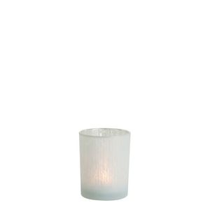 Bílý skleněný svícen na čajovou svíčku s motivem jehličí M - Ø 10*12, 5 cm 81865 obraz