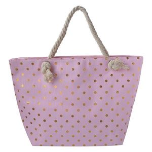 Růžová plážová taška se zlatými puntíky Dotta - 56*7*37 cm JZBG0269 obraz