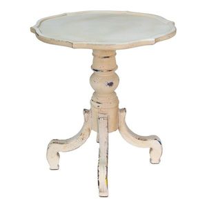 Krémový antik dřevěný odkládací stolek Frances - Ø 65*73 cm 5H0537 obraz