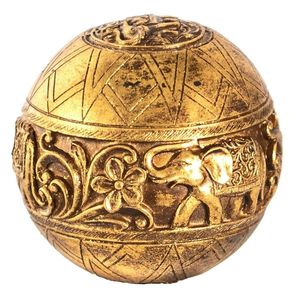 Zlatá antik dekorace koule s květy a slony - Ø 10 cm 6PR4779 obraz