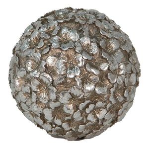 Stříbrná antik dekorační květinová koule Flawie - Ø 10 cm 6PR4782 obraz