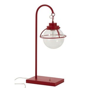 Červená kovová stolní retro lampa s patinou Ball Hang - 33*23*70 cm 92277 obraz