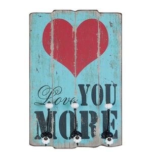 Nástěnná dřevěná cedule s háčky Love you More - 40*13*60cm 6H1061 obraz