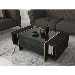 Konferenční stolek VEYRON 37, 3x103, 8 cm černá/zlatá obraz