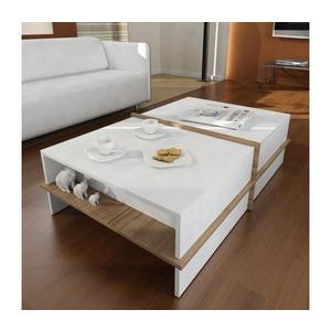 Konferenční stolek PLUS 35x90 cm hnědá/bílá obraz