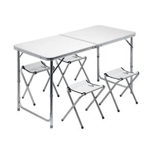 Skládací kempingový stůl + 4x židle bílá/chrom obraz