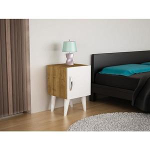 Noční stolek BELLINI 55x35 cm bílá/hnědá obraz