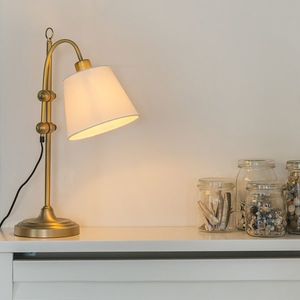 Klasická stolní lampa bronzová s bílým odstínem - Ashley obraz