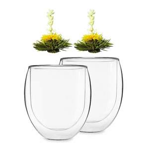Feelino Ice, dvoustěnná sklenice, 2 x 320 ml, borosilikátové sklo, s čajovými květy obraz