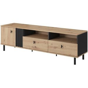 LASKI Tv stolek MONERO 165, dub artisan / černý antracit 165, 1x49, 2x40 dub artisan / černý antracit obraz