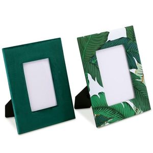 AmeliaHome Dva fotorámečky 26x21 cm, 24x19 cm GRENO zelené, s listy, velikost 21x26x2 obraz
