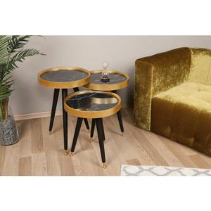 SADA 3x Odkládací stolek LYLE černá/zlatá obraz