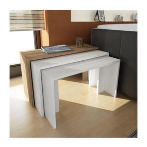 SADA 3x Odkládací stolek CANGO bílá/hnědá obraz