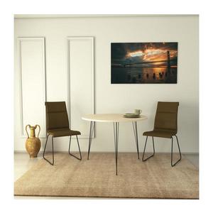 Jídelní stůl SANDALF 75x90 cm béžová/černá obraz