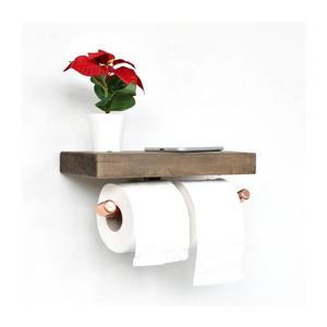 Držák toaletního papíru s policí BORU 12x30 cm smrk/měděná obraz