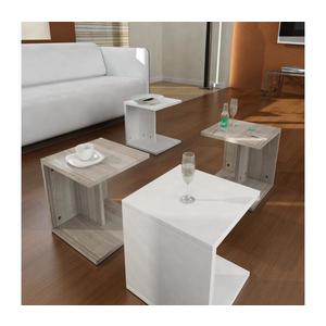 SADA 4x Odkládací stolek bílá/hnědá obraz