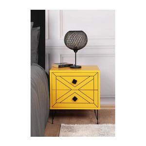 Noční stolek LUNA 55x50 cm žlutá obraz