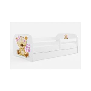 Kocot kids Dětská postel Babydreams méďa s kytičkami bílá, varianta 70x140, bez šuplíků, bez matrace obraz