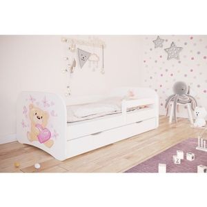 Kocot kids Dětská postel Babydreams medvídek s motýlky bílá, varianta 70x140, bez šuplíků, bez matrace obraz