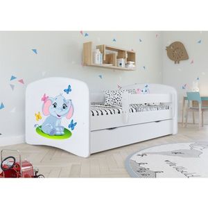 Kocot kids Dětská postel Babydreams slon s motýlky bílá, varianta 70x140, bez šuplíků, bez matrace obraz