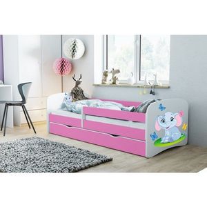 Kocot kids Dětská postel Babydreams slon s motýlky růžová, varianta 70x140, bez šuplíků, bez matrace obraz
