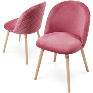 Miadomodo 74811 Sada jídelních židlí sametové, růžové, 2 ks obraz