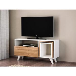 TV stolek NOVELLA 51x90 cm bílá/hnědá obraz