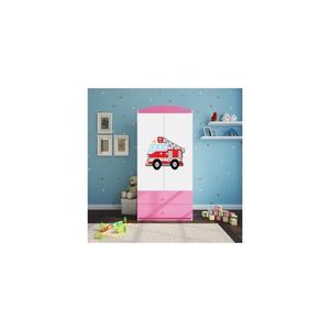Kocot kids Dětská skříň Babydreams 90 cm hasičské auto růžová obraz