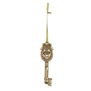 Vánoční závěsný ozdobný zlatý klíč s korunkou - 10*3*1 cm 6PR3404 obraz