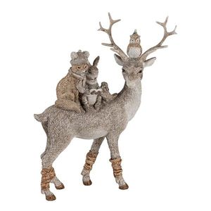 Dekorativní soška jelena se zvířátky na hřbetu - 20*8*25 cm 6PR4652 obraz