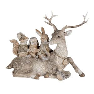 Dekorativní soška jelena se zajícem, veverkou a sovou - 19*10*17 cm 6PR4654 obraz