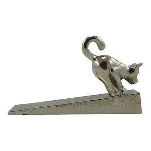 Stříbrná antik kovová dveřní zarážka kočka - 15*4*9cm KGDSKT obraz