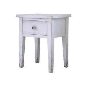 Bílý dřevěný retro noční stolek se šuplíkem Fabien - 42*32*52 cm 41050419 (41504-19) obraz