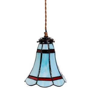 Modrá závěsná Tiffany lampa červené pruhy RedLine - Ø 15*115 cm E14/max 1*25W 5LL-6202 obraz