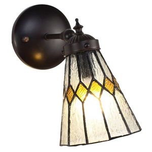 Nástěnná Tiffany lampa žluté detaily YelloRhom - 17*12*23 cm E14/max 1*40W 5LL-6203 obraz